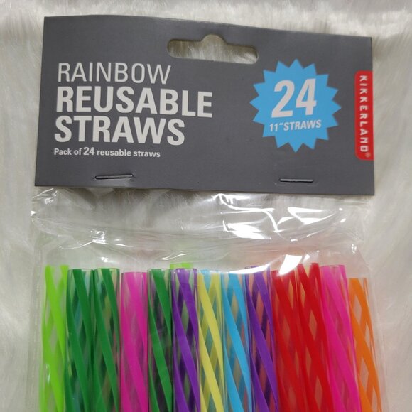 Kikkerland Set of 24 Rainbow Reusable Straws - Picture 3 of 6